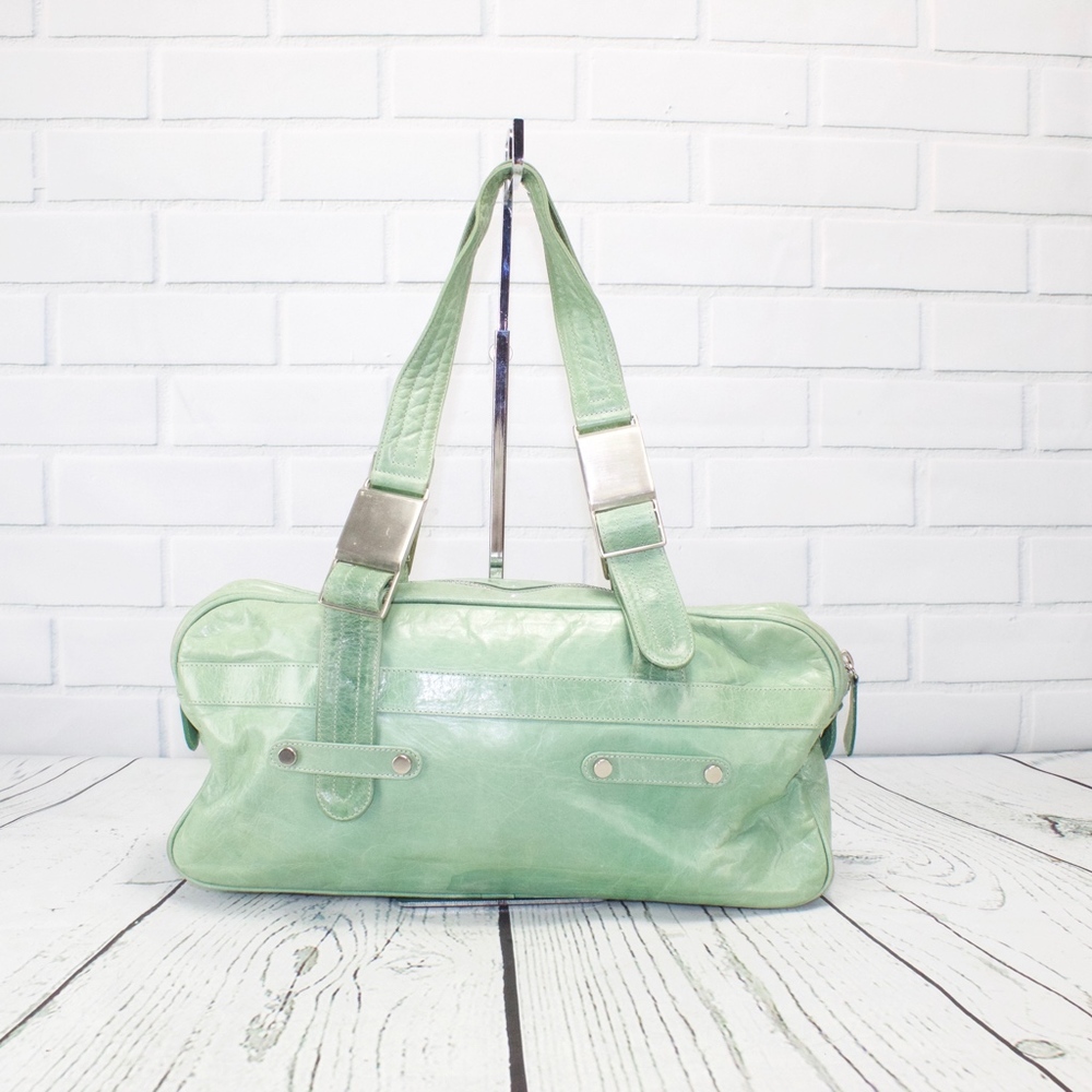 Kale Green Leather Handbag Should Bag Purse - Picture 3 of 8